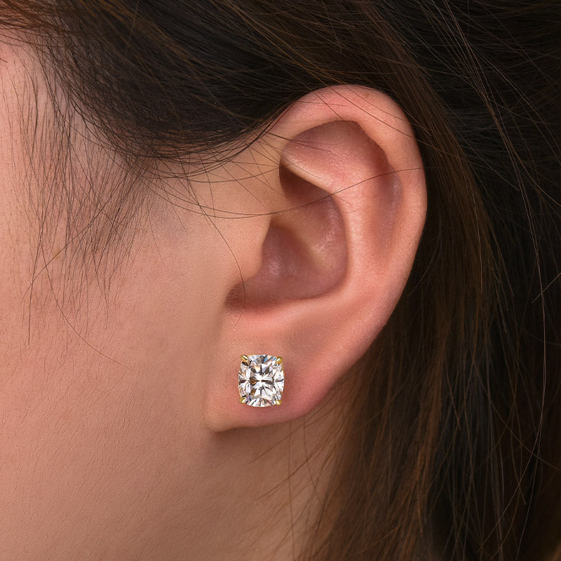 Louily Moissanite Cushion Cut Women's Stud Earrings