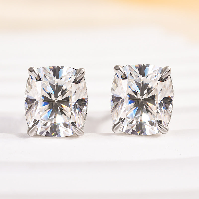 2.0Ct Classic Cushion Cut Women's Stud Earrings In Sterling Silver