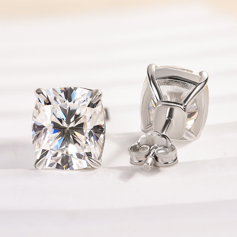 2.0Ct Classic Cushion Cut Women's Stud Earrings In Sterling Silver