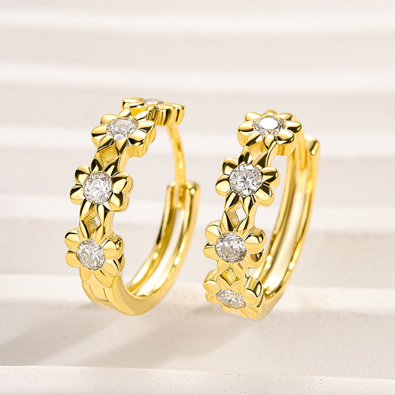 Louily Moissanite Cute Daisy Flower Earrings
