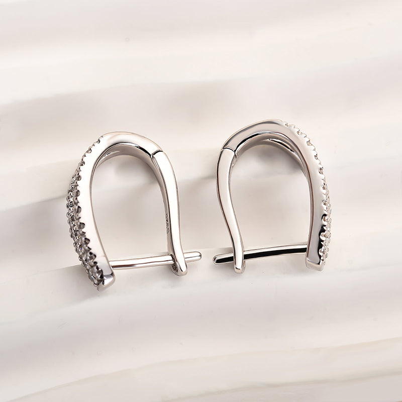 Louily Unique Moissanite U-shaped Round Cut Earrings In Sterling Silver