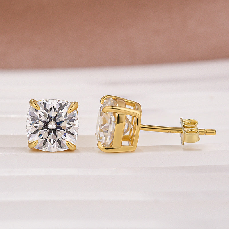 Moissanite 2.0Ct Cushion Cut Stud Earrings In Sterling Silver
