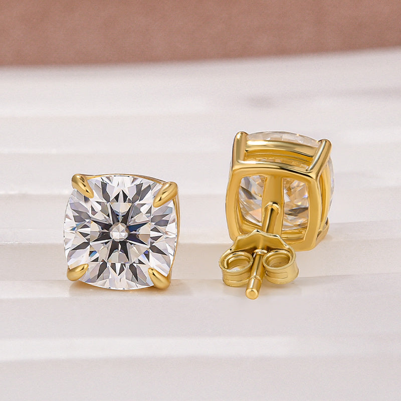Moissanite 2.0Ct Cushion Cut Stud Earrings In Sterling Silver