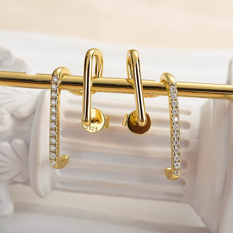 Louily Moissanite Stylish Geometric Stud Earrings