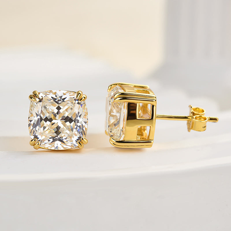 Louily Stunning Sterling Silver Cushion Cut Stud Earrings for Women