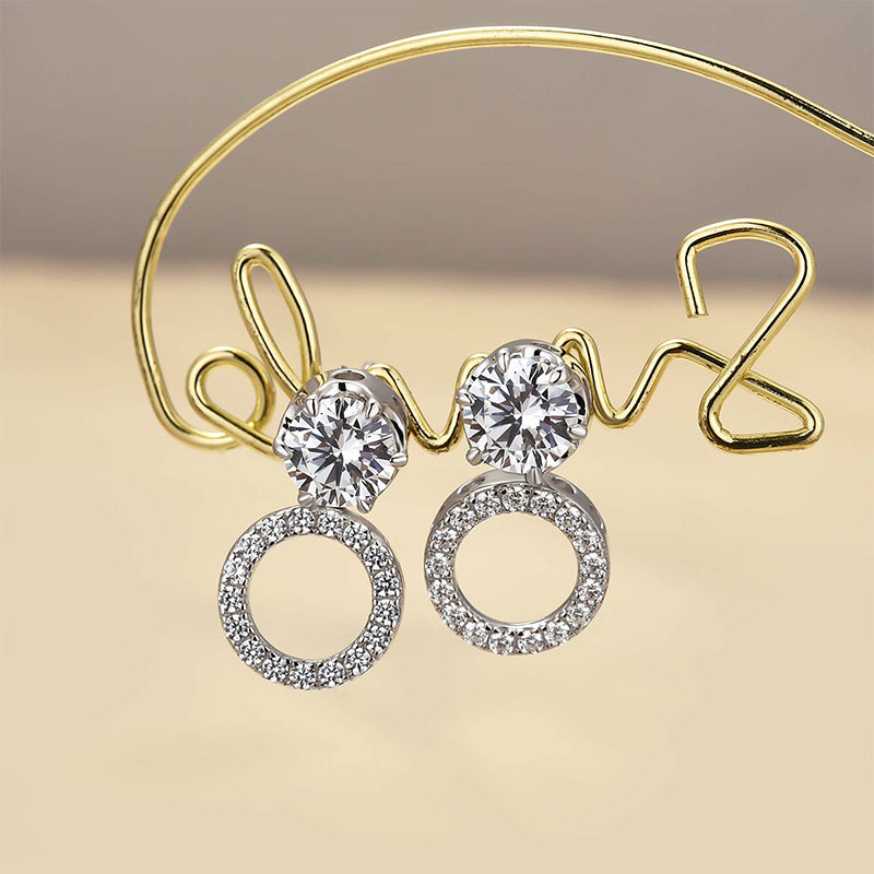 Louily Dainty Round Cut Women's Earrings In Sterling Silver