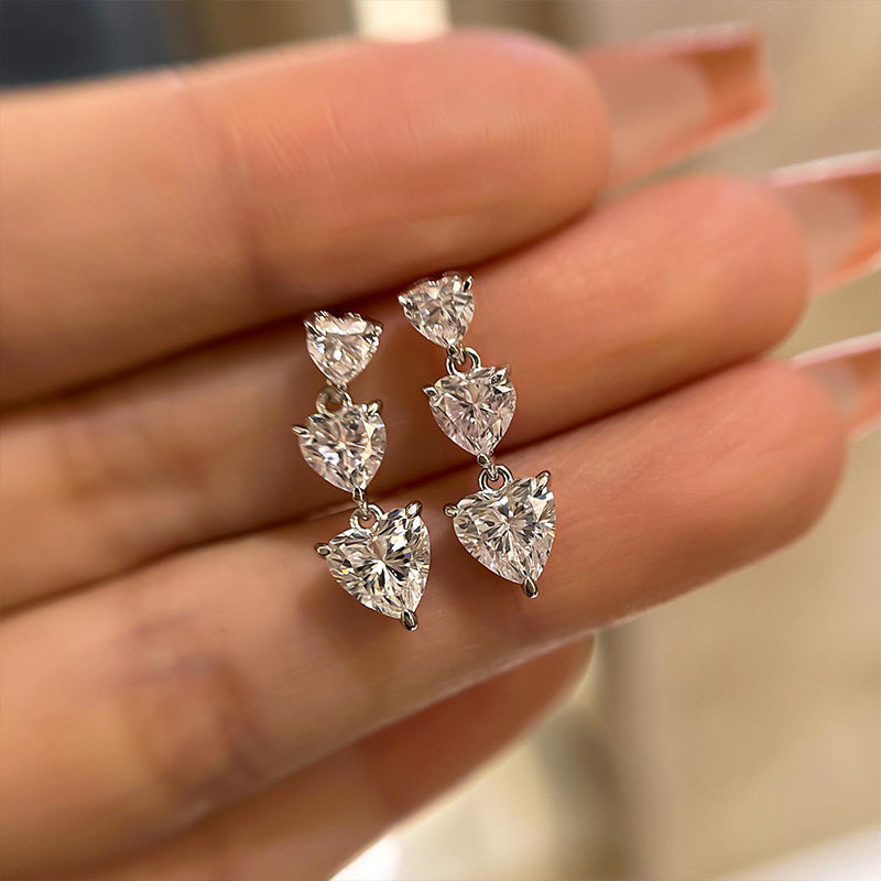 Louily Elegant Heart Cut Women's Stud Earrings In Sterling Silver