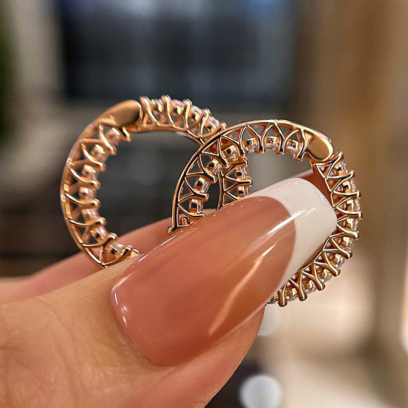 Louily Rose Gold Classic Hoop Earrings In Sterling Silver