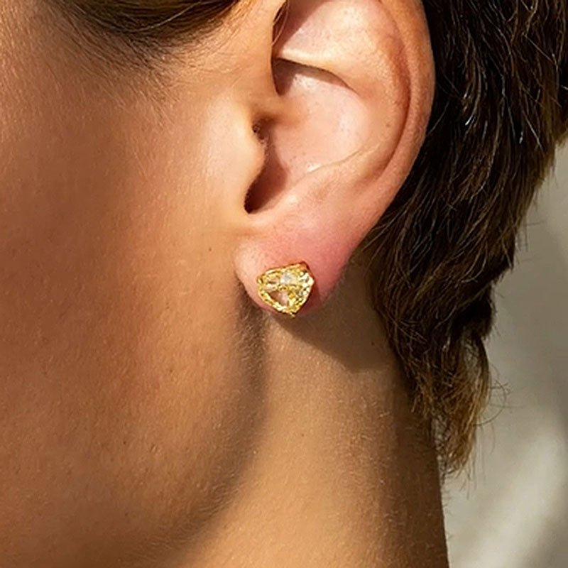 Louily Sterling Silver Classic Heart Cut Stud Earrings