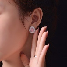 2.0Ct Oval Cut Women Flower Shape Stud Earrings In Sterling Silver