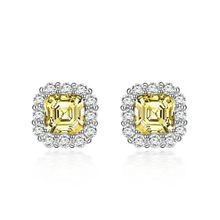 2.0Ct Asscher Cut Halo Stud Earrings In Sterling Silver For Wedding Party