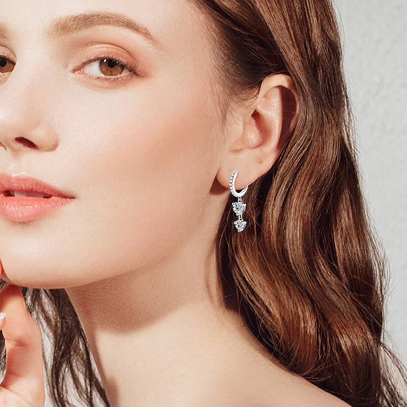 Louily Moissanite Tassel Round Cut Earrings