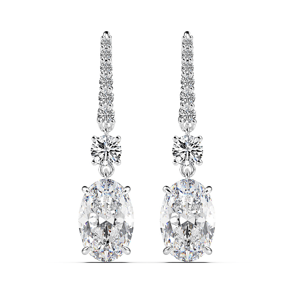 Louily Sterling Silver Luxury Oval Cut Drop Earrings