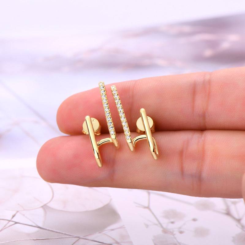 Louily Moissanite Stylish Geometric Stud Earrings