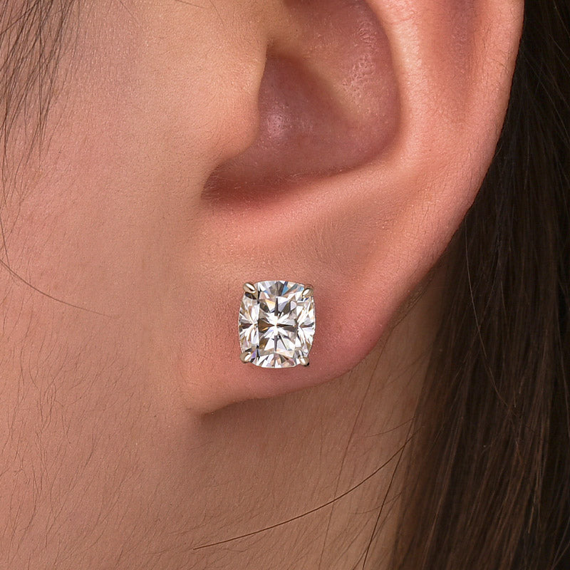 Louily Moissanite Cushion Cut Women's Stud Earrings
