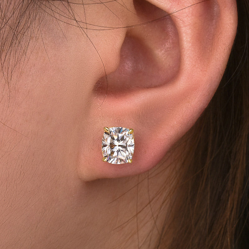 Louily Moissanite Cushion Cut Women's Stud Earrings