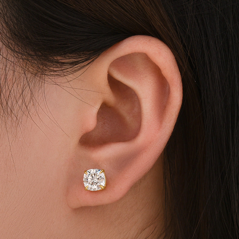 Moissanite 2.0Ct Cushion Cut Stud Earrings In Sterling Silver