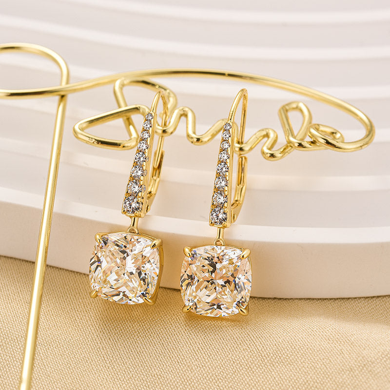 Louily Exquisite Cushion Cut Women's Earrings In Sterling Silver