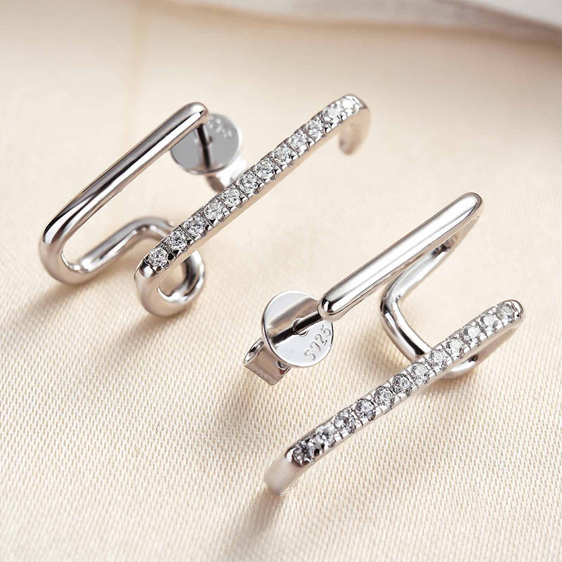 Louily Moissanite Stylish Geometric Stud Earrings