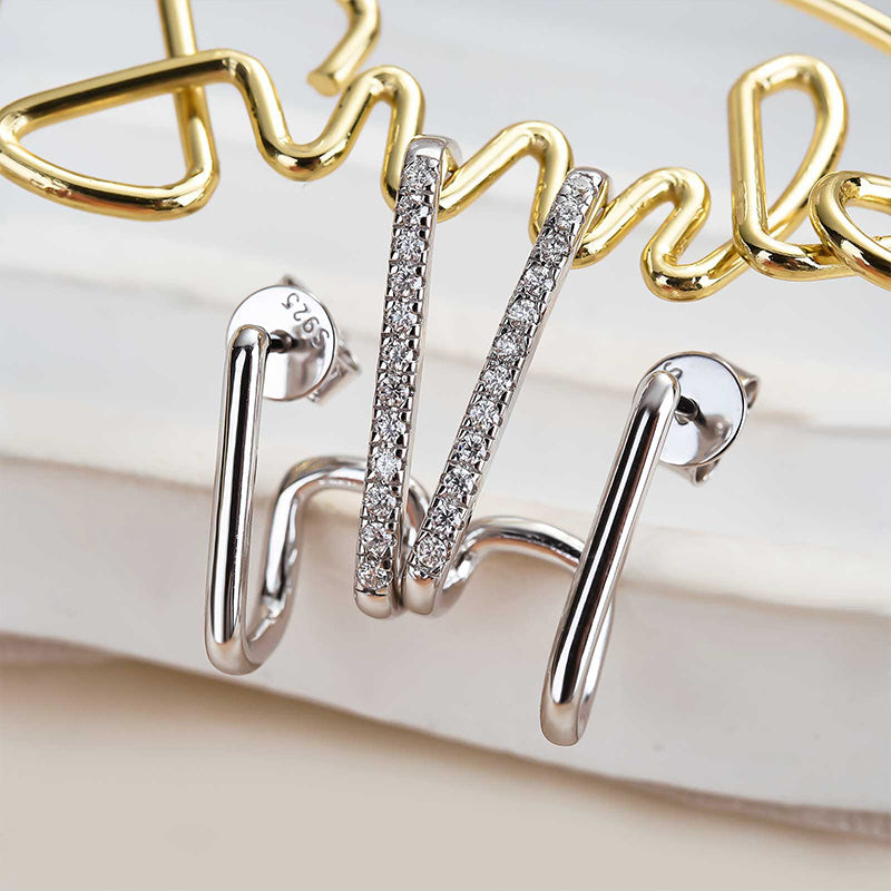 Louily Moissanite Stylish Geometric Stud Earrings