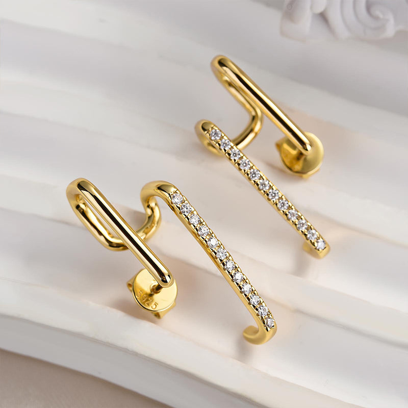 Louily Moissanite Stylish Geometric Stud Earrings