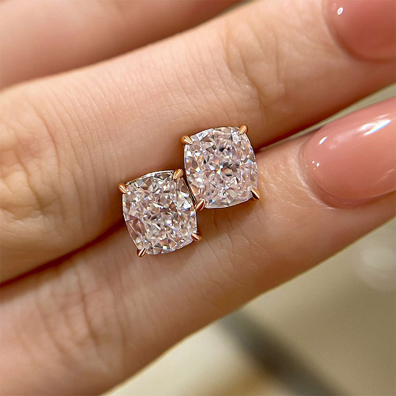 2.0Ct Classic Cushion Cut Women's Stud Earrings In Sterling Silver