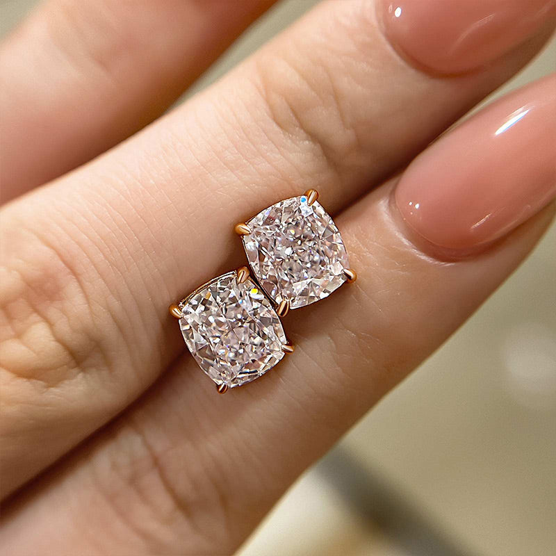 2.0Ct Classic Cushion Cut Women's Stud Earrings In Sterling Silver