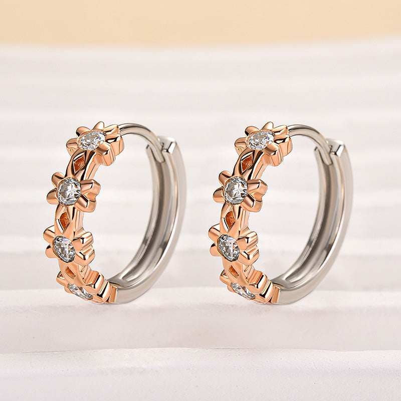 Louily Moissanite  Cute Daisy Flower Earrings