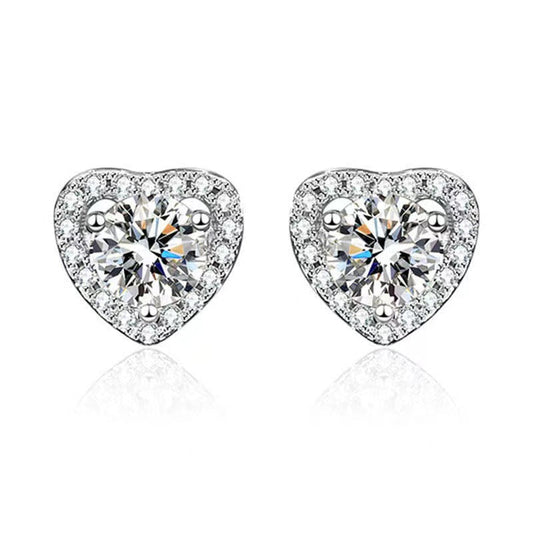 Louily Moissanite Heart Shape Round Cut Earrings