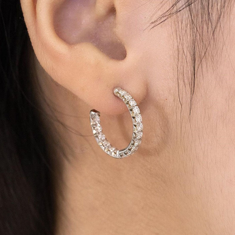 Louily Unique Hoop Earrings In Sterling Silver