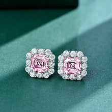 2.0Ct Asscher Cut Halo Stud Earrings In Sterling Silver For Wedding Party