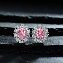 2.0Ct Oval Cut Women Flower Shape Stud Earrings In Sterling Silver