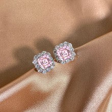 2.0Ct Asscher Cut Halo Stud Earrings In Sterling Silver For Wedding Party