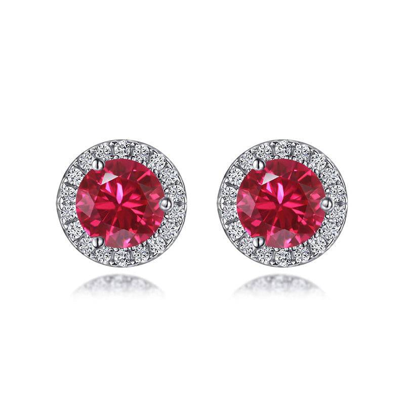 Louily Birthstone Stud Earrings In Sterling Silver