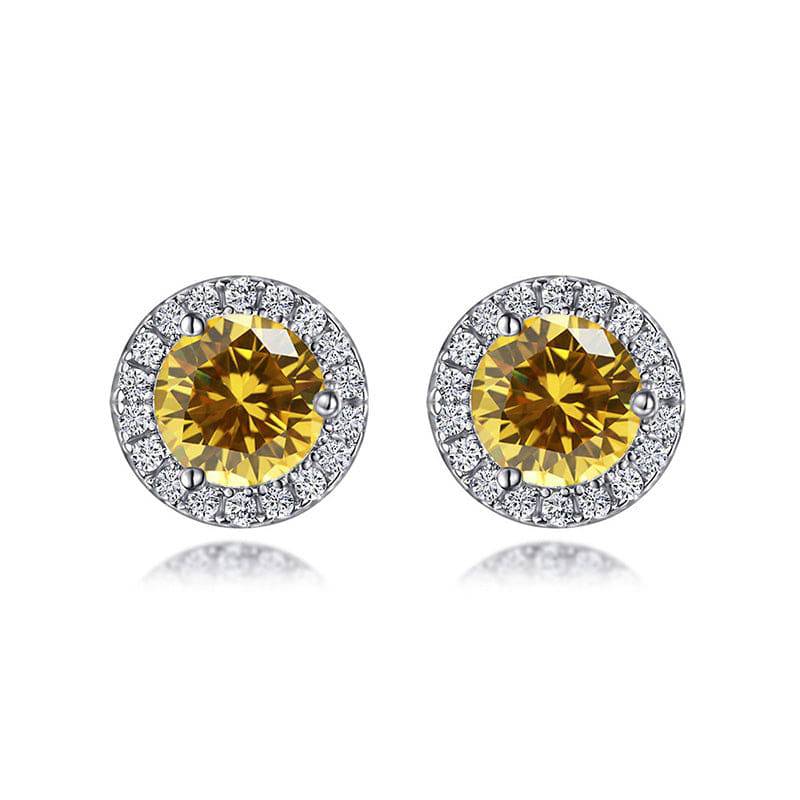 Louily Birthstone Stud Earrings In Sterling Silver