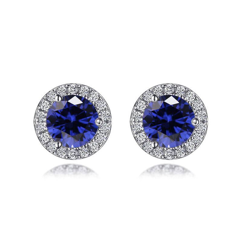 Louily Birthstone Stud Earrings In Sterling Silver