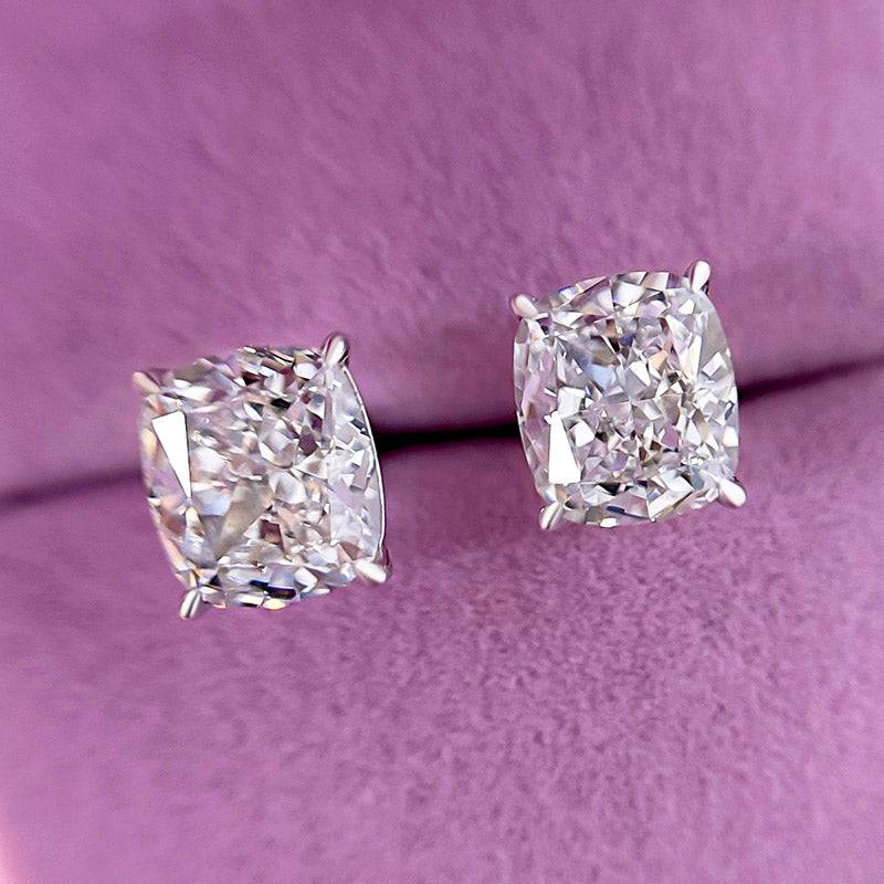2.0Ct Classic Cushion Cut Women's Stud Earrings In Sterling Silver