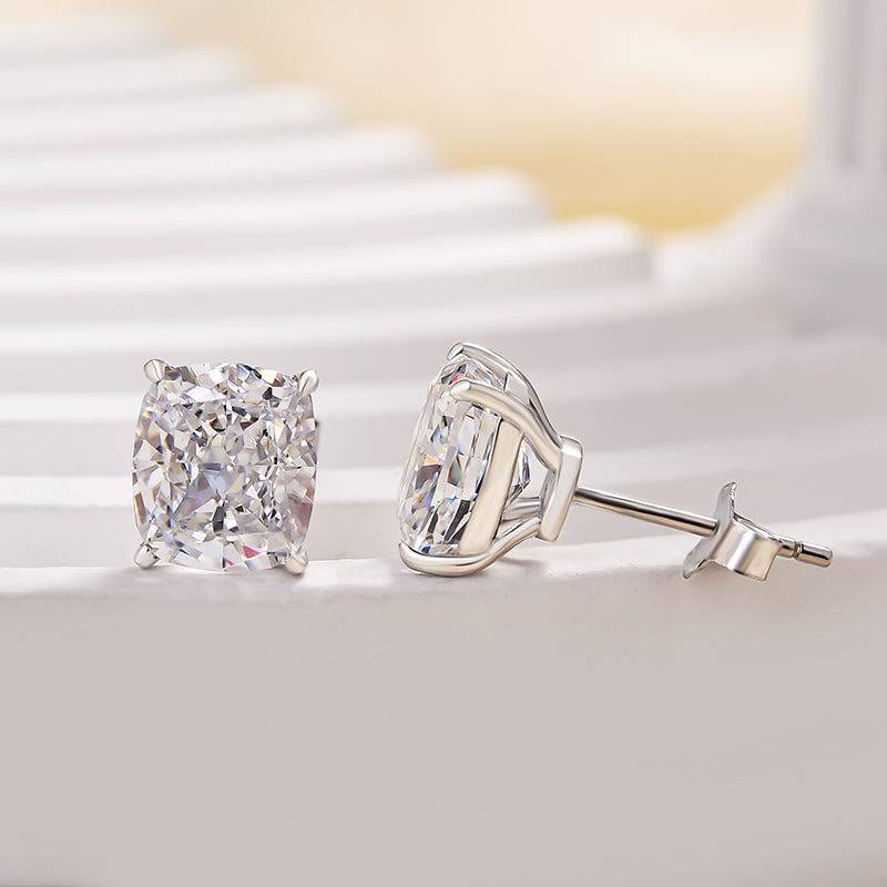 2.0Ct Classic Cushion Cut Women's Stud Earrings In Sterling Silver