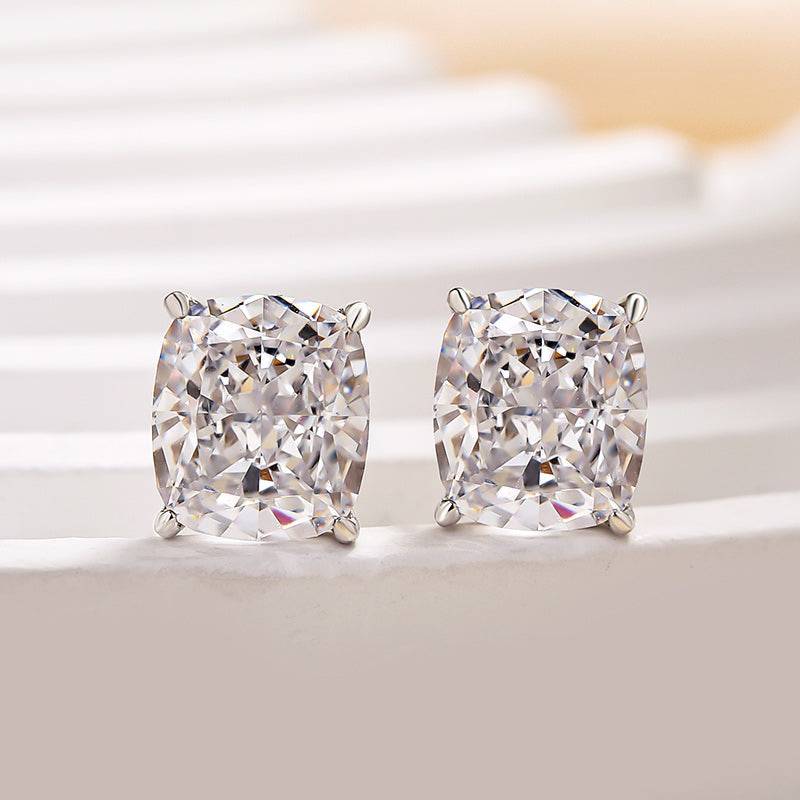 2.0Ct Classic Cushion Cut Women's Stud Earrings In Sterling Silver