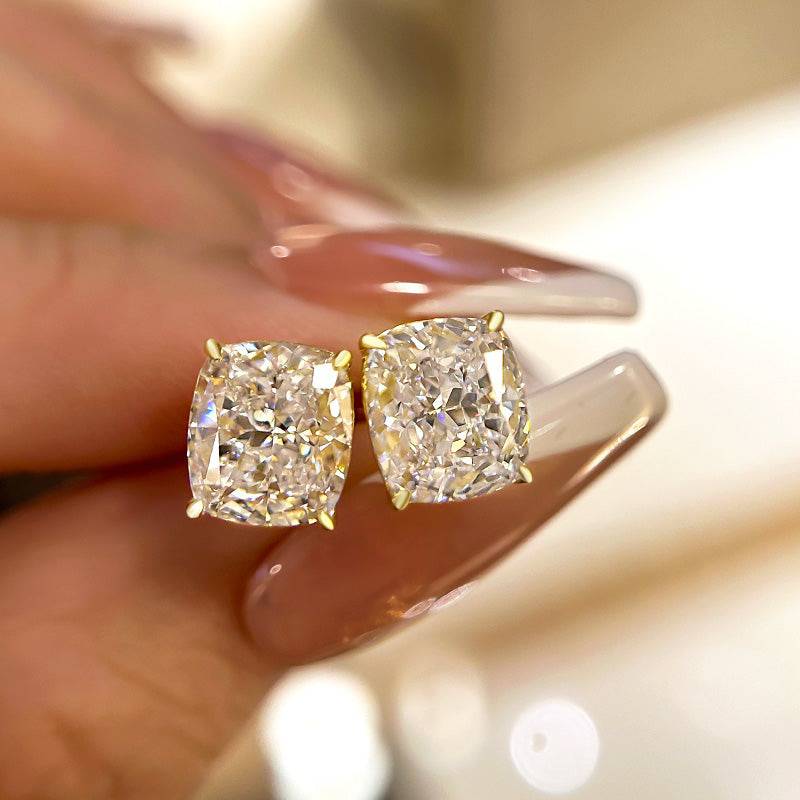 2.0Ct Classic Cushion Cut Women's Stud Earrings In Sterling Silver