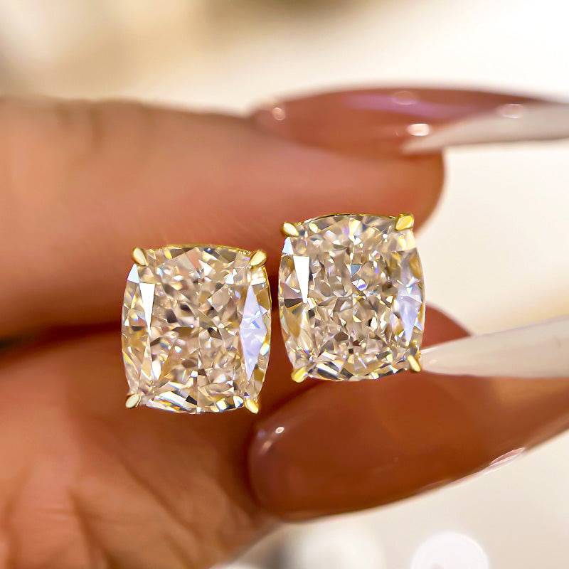 2.0Ct Classic Cushion Cut Women's Stud Earrings In Sterling Silver