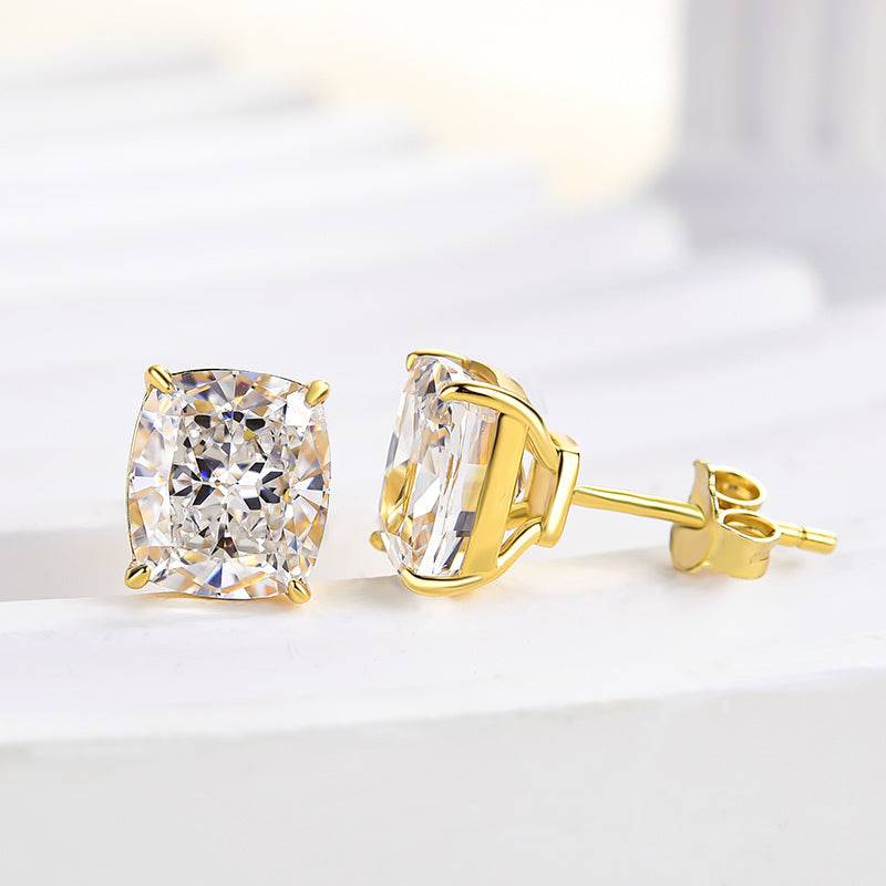 2.0Ct Classic Cushion Cut Women's Stud Earrings In Sterling Silver