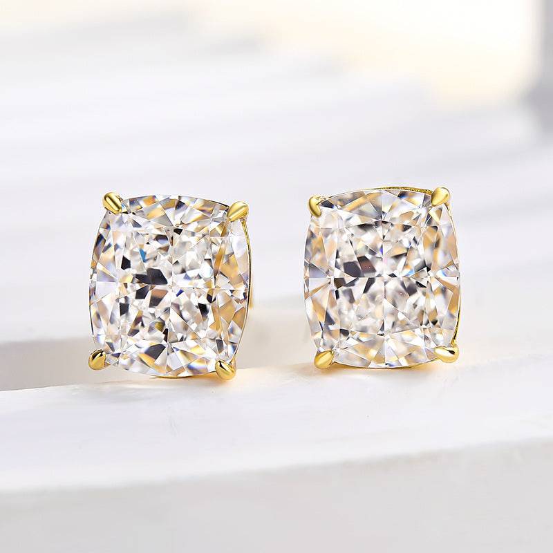 2.0Ct Classic Cushion Cut Women's Stud Earrings In Sterling Silver