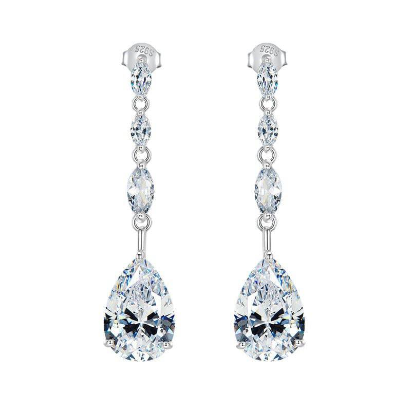 Louily Honorable Pear Cut Women's Earrings In Sterling Silver