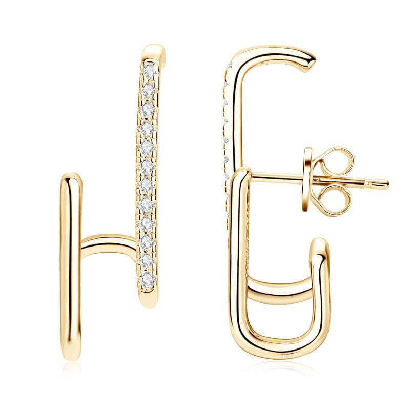 Louily Moissanite Stylish Geometric Stud Earrings