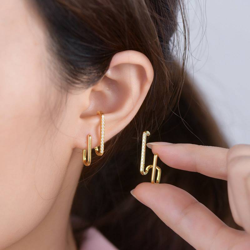 Louily Moissanite Stylish Geometric Stud Earrings