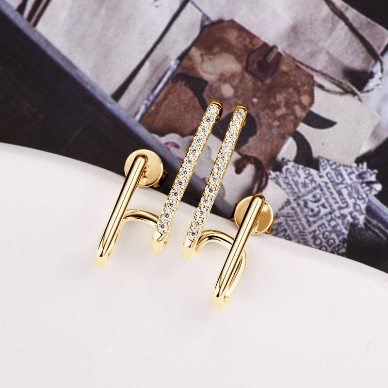 Louily Moissanite Stylish Geometric Stud Earrings