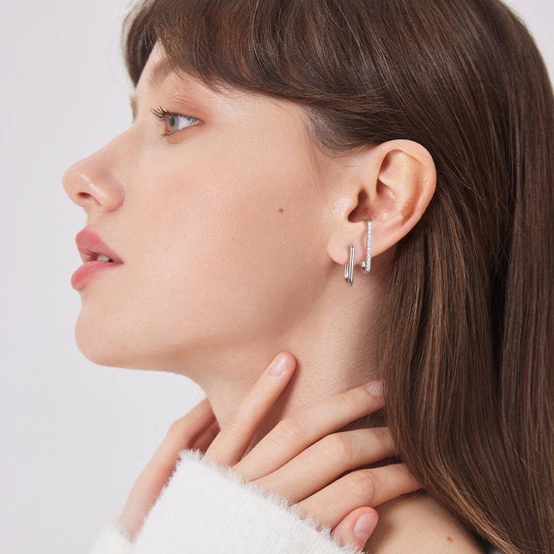 Louily Moissanite Stylish Geometric Stud Earrings