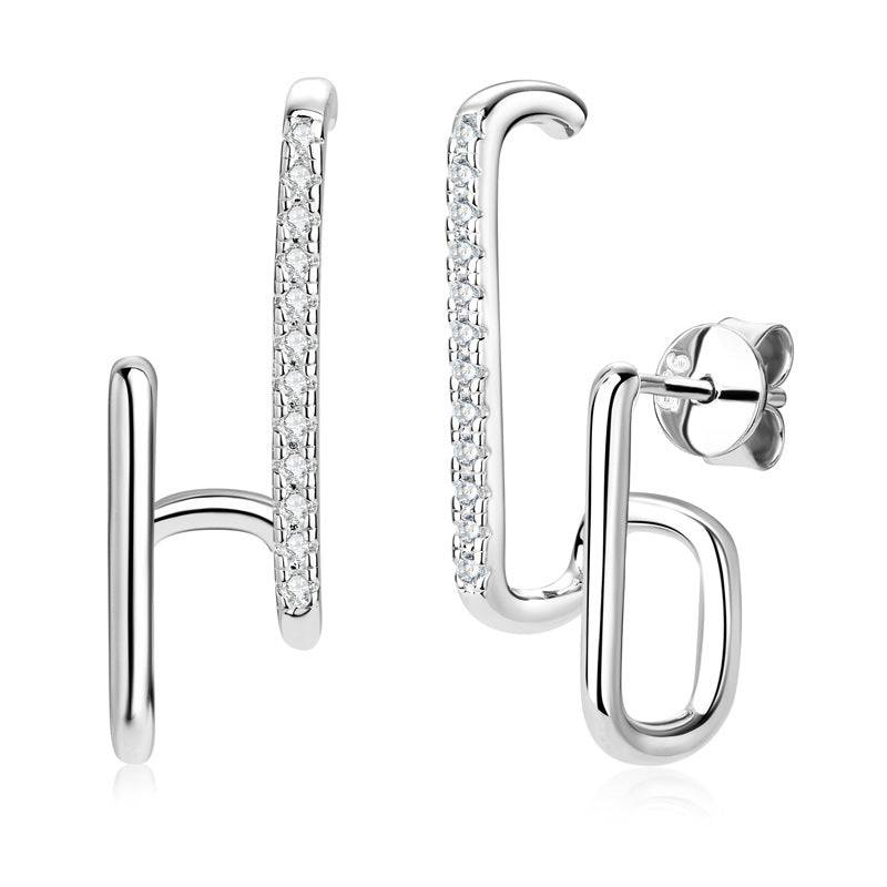 Louily Moissanite Stylish Geometric Stud Earrings