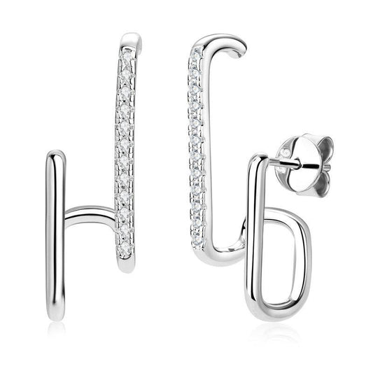 Louily Moissanite Stylish Geometric Stud Earrings